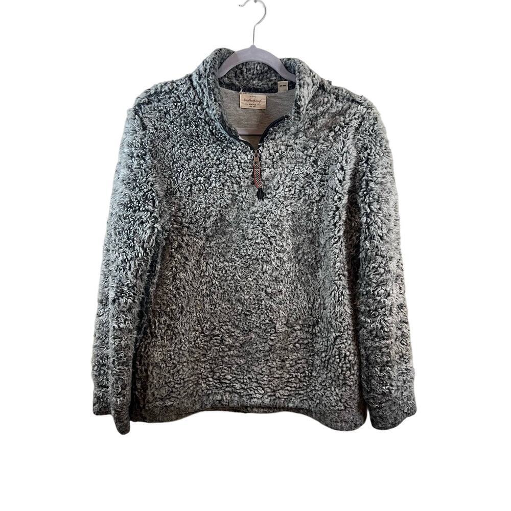 Weatherproof Womens Gray Sherpa Fleece Quarter Zip Pullover Size Large